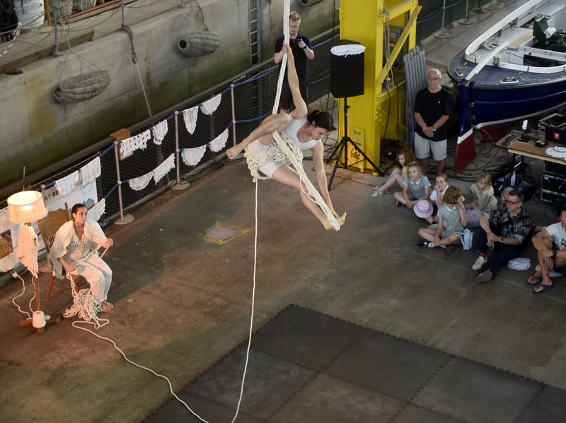 Circus in Motion at the Portsmouth Historic Dockyard. 

Pictured is: "Melic" by If Circus in Boathouse 4. 

Picture: Sarah Standing (170726-4431)