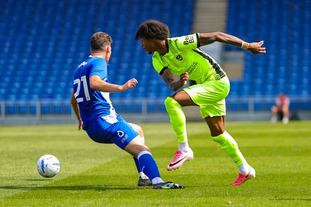 Harvey Blair in action against Bristol Rovers.
