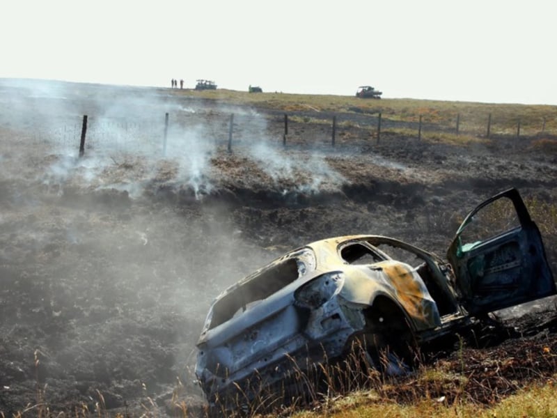 The blaze on the Derbyshire Moorlands started from a car fire
