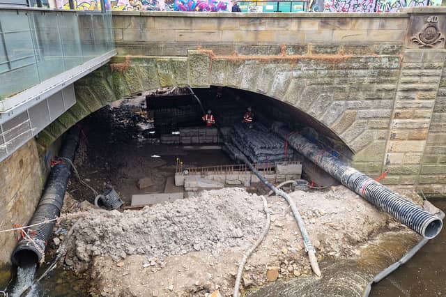 The Sheaf has been diverted into pipes under Castlegate while work is underway.