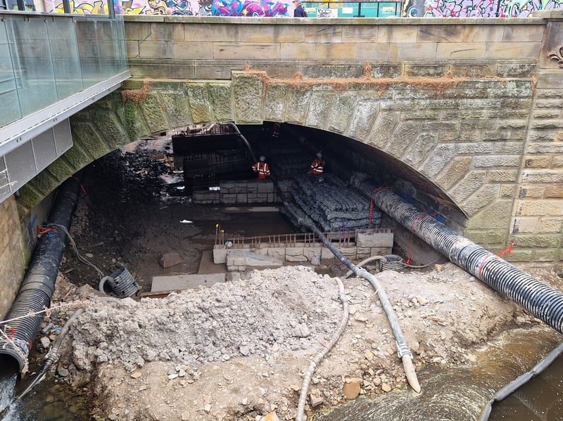 The Sheaf has been diverted into pipes under Castlegate while work is underway.