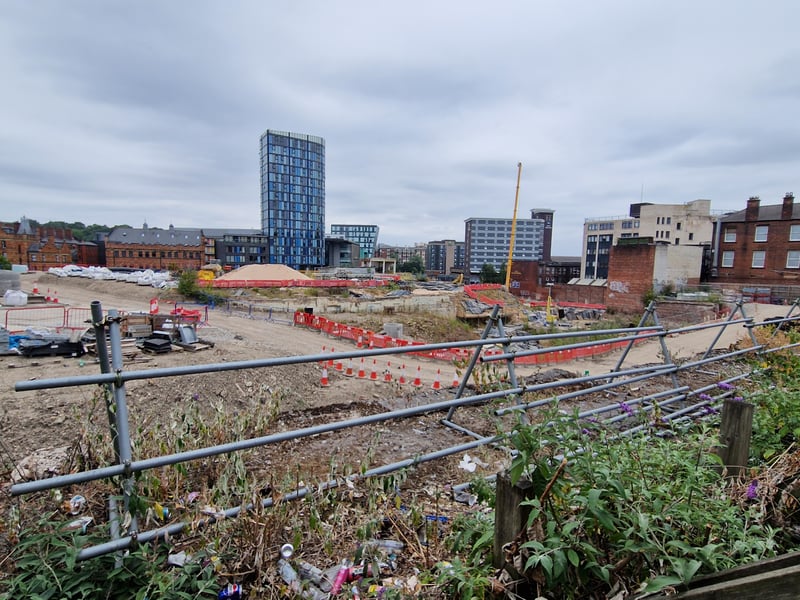 Temporary roadways and rubble in what will be a new park with 500-capacity events space.