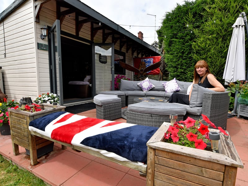 Wolves fan Tina Hibbs from Rugeley, is entering her Wolves themed 'shed' in the Shed of the Year competition.