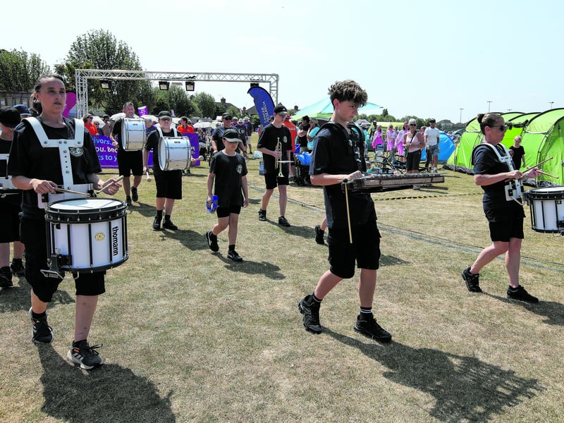 Portchester Volunteer Marching Band. Portsmouth Relay for Life, Portsmouth Grammar School playing fields, Hilsea. The event was in aid of Cancer Research UK
Picture: Chris Moorhouse (180726-15)