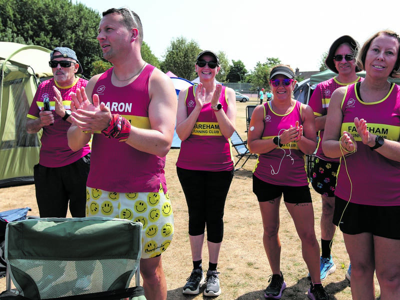 Supporters from Fareham Running Club. Portsmouth Relay for Life, Portsmouth Grammar School playing fields, Hilsea. The event was in aid of Cancer Research UK
Picture: Chris Moorhouse (180726-23)
