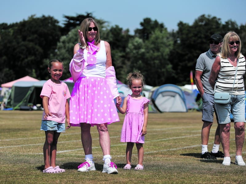 Hazel Branson, left, and her granddaughters. Portsmouth Relay for Life, Portsmouth Grammar School playing fields, Hilsea. The event was in aid of Cancer Research UK
Picture: Chris Moorhouse (180726-27)