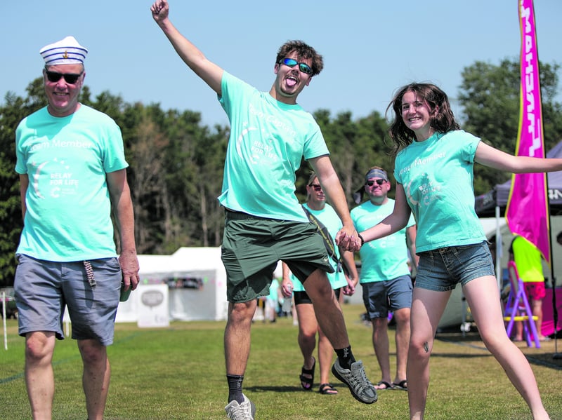 Members of Jack's Team, from left, Ross Sherrington, Matt Valentine and Sophie Morris. Portsmouth Relay for Life, Portsmouth Grammar School playing fields, Hilsea. The event was in aid of Cancer Research UK
Picture: Chris Moorhouse (180726-32)