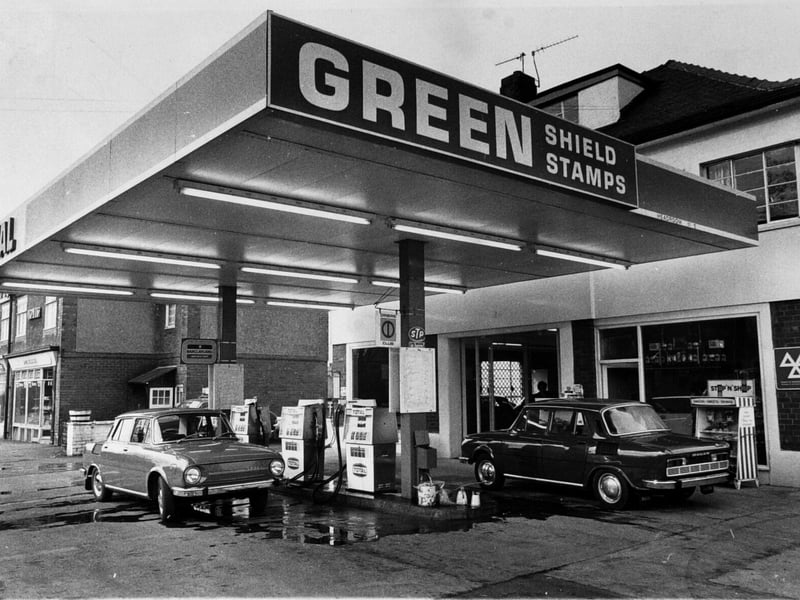 Skoda cars on the forecourt of a garage , Wetherby Road at Bardsey in February 1973.