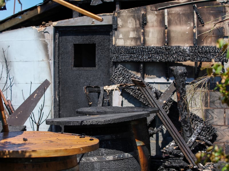 The garden at the Blue Bell in Emsworth following the fire.