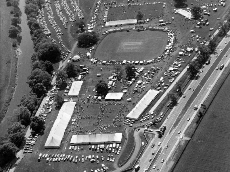 A bird's eye view of Great Yorkshire Show at Wetherby showground in May 1978.