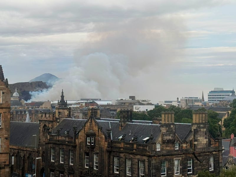 Smoke could be seen billowing from Holyrood Park across the city on Sunday evening