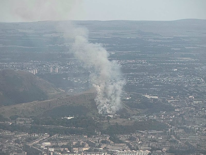 Plumes of smoke from Holyrood Park could be seen from passengers on planes arriving at Edinburgh Airport on Sunday night