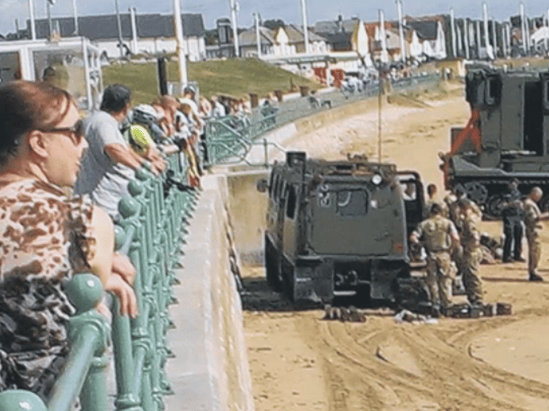 Revellers along Seaburn seafront could have been excused for a double-take when they found themselves at the centre of a military exercise.
A beach assault scenario was played out when the crew from HMS Bulwark joined forces with HMS Blyth, the Royal Marines, Queen's Yeomanry and the 4th Regiment Royal Artillery.