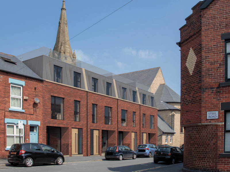 The site has planning for four town houses to the rear.