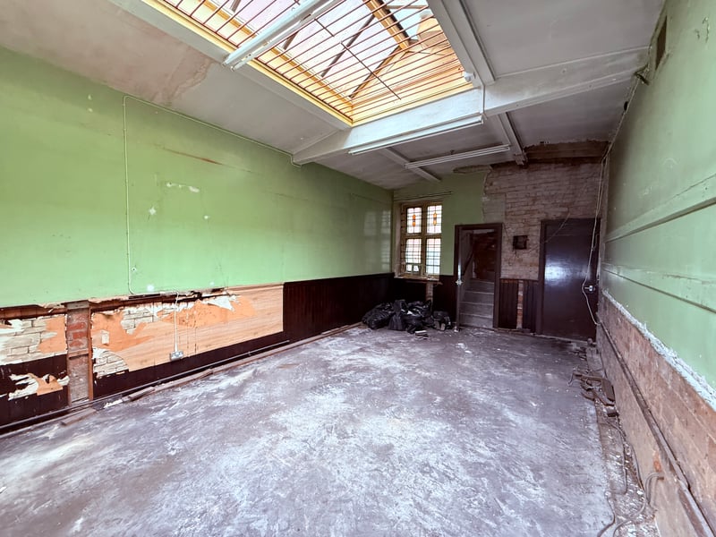 Upstairs.