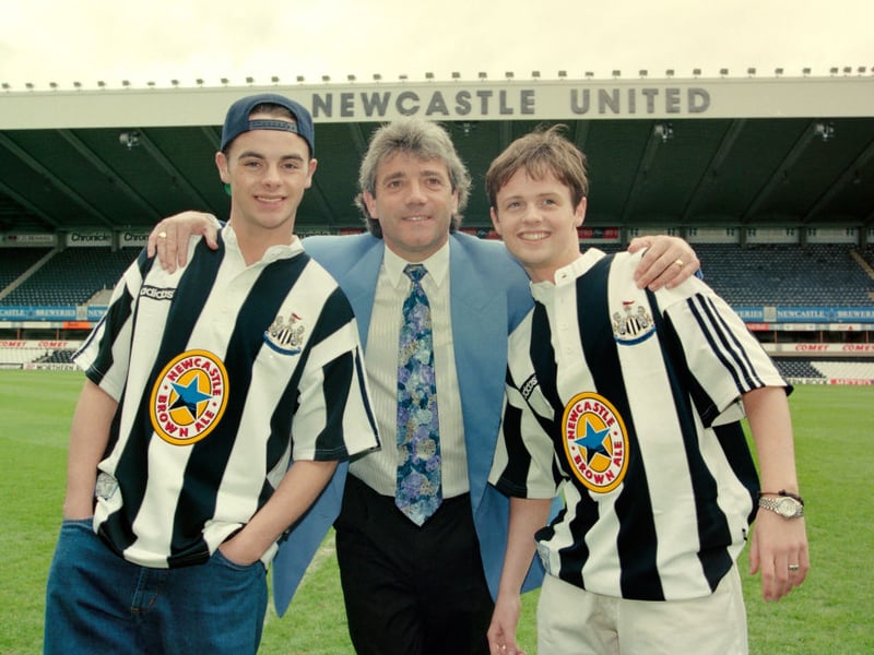 The Newcastle United manager was joined by Ant and Dec at the launch of the new Adidas 'grandad collar shirt' which was used by the 'Entertainers' team of the 1995/96 season. (Photo by Gary M Prior/Allsport/Getty Images)