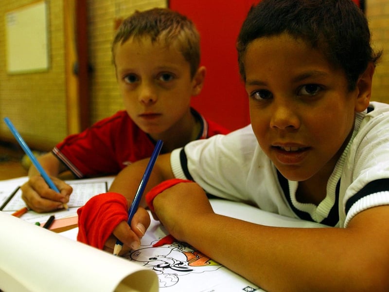 Callum McPherson and Alex Peace were enjoying a spot of creative fun at the Clegwell Community Association play scheme in 2003.