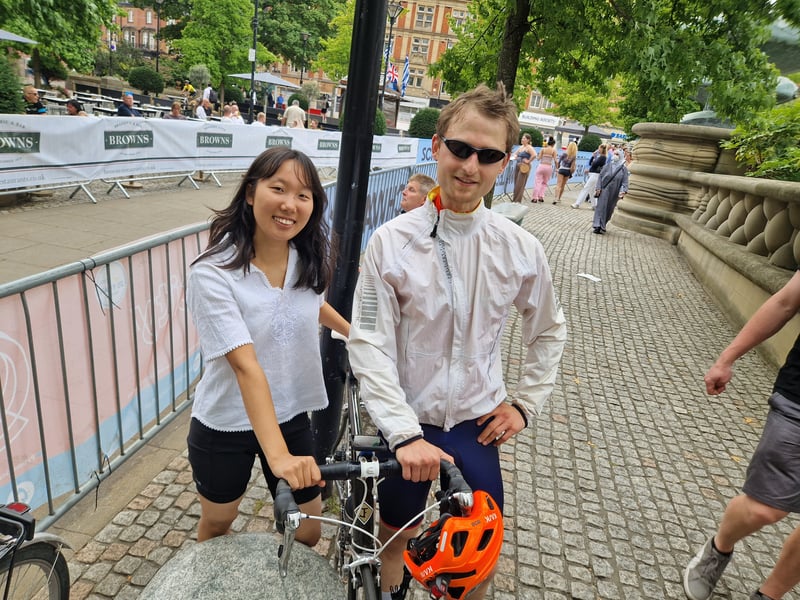 Sav Kes, from Heeley, and Kazu Sate, from Broomhall, enjoyed riding the Sheffield grand prix course before the proper races started. Photo: David Kessen, Iconic Media