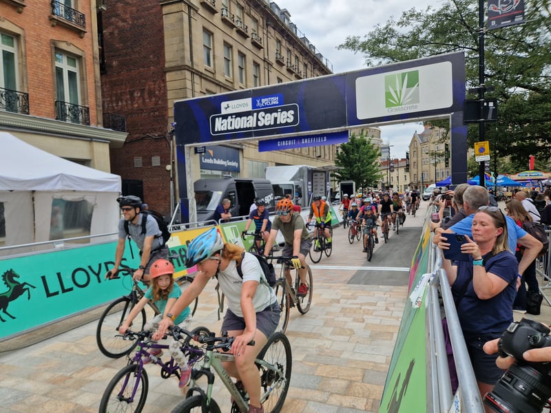 Riders taking part in the community ride before the Sheffield cycling grand prix. Photo: David Kessen, Iconic Media