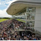 General view of the crowds in the grandstands. Galway Racing Festival