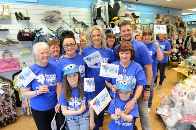 The Charlie Cookson Foundation new shop. was stocked with all sorts of goodies when it opened in 2017.
Here are Chris and Sarah Cookson with charity patron Faye Tozer and volunteers.