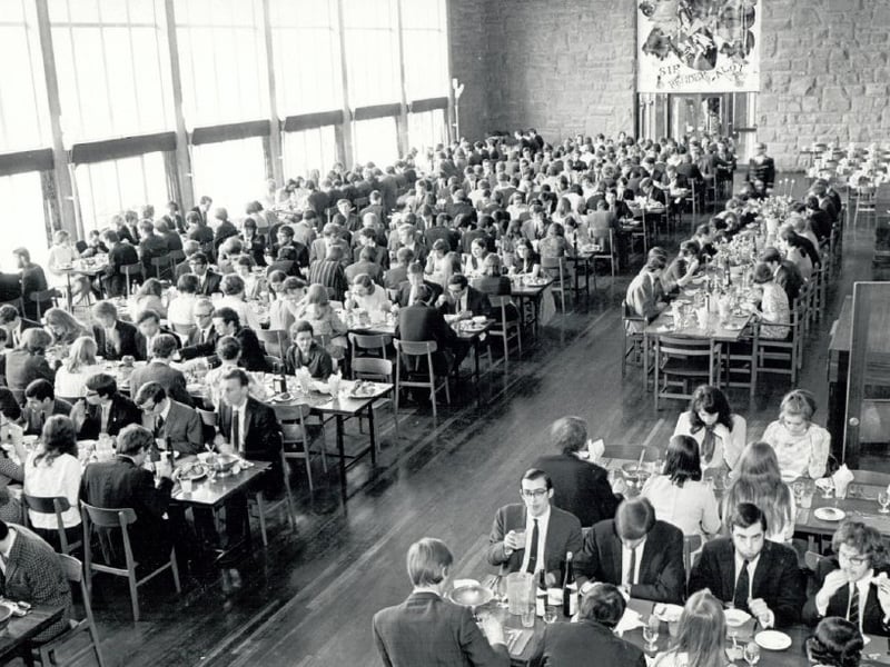 The athletes dining room at the 1970 Edinburgh Commonwealth Games.