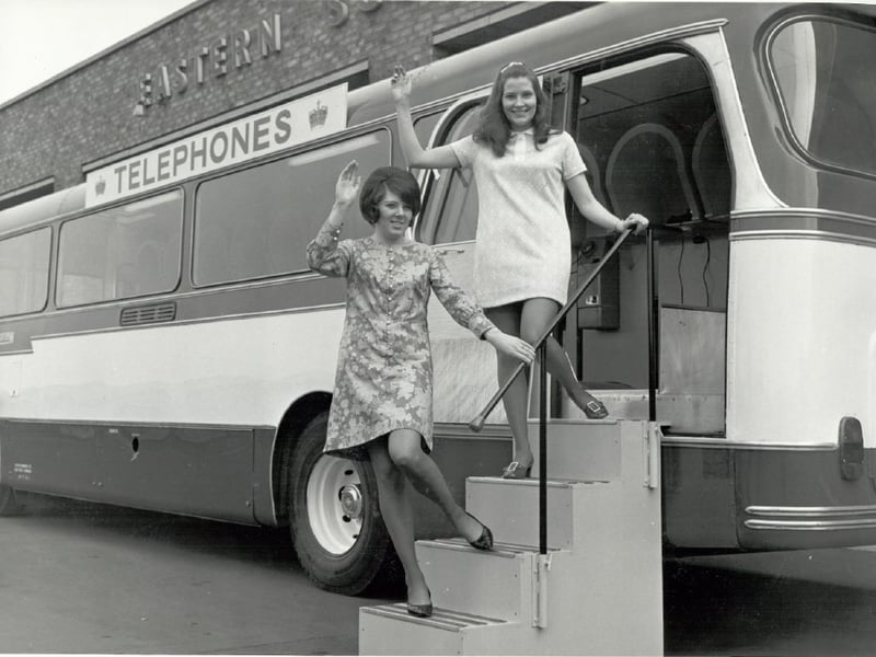 The telephone bus at the 1970 Edinburgh Commonwealth Games.