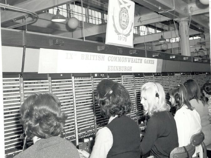 The telephone exchange at the 1970 Edinburgh Commonwealth Games.