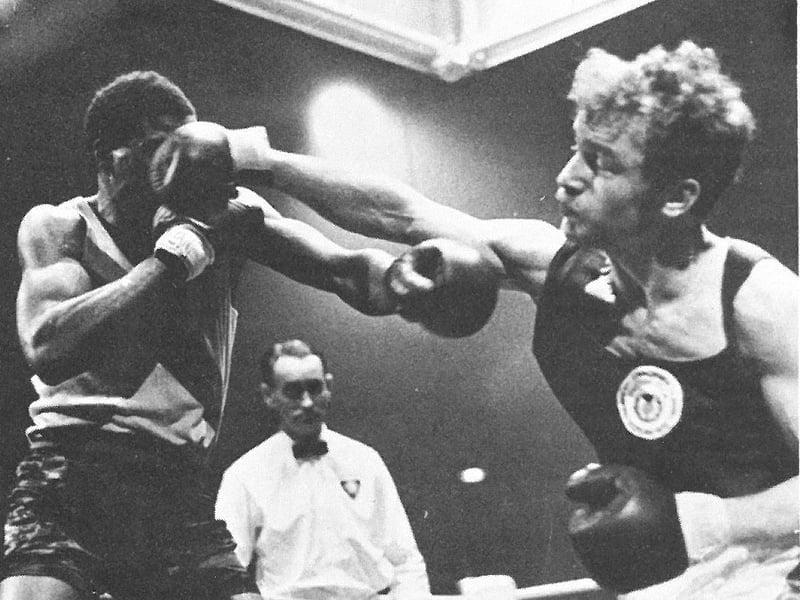 Tom Imrie boxing at the 1970 Edinburgh Commonwealth Games.