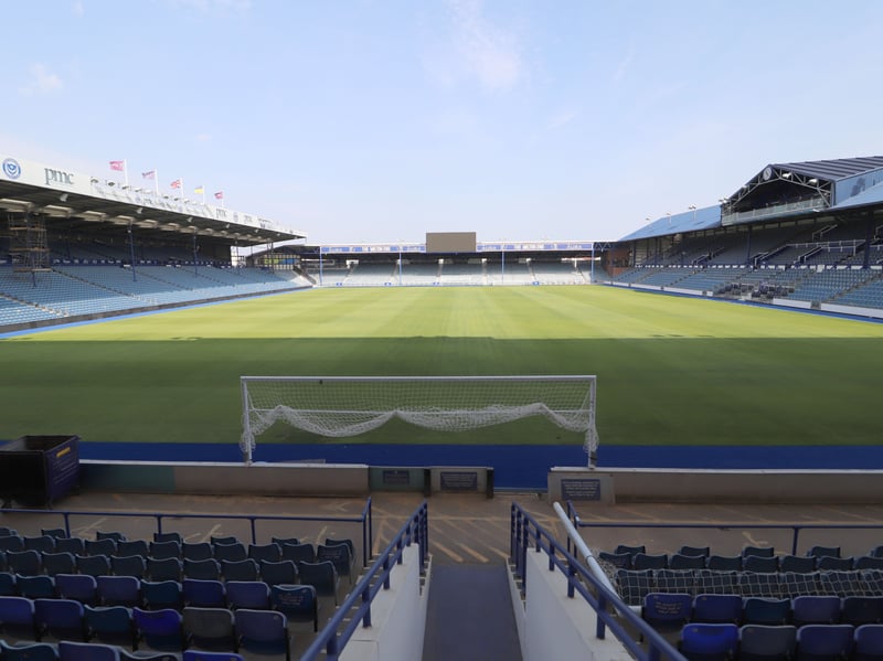 The view of the new pitch from the Fratton End.