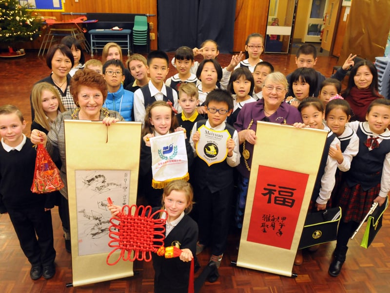 Students from China were given a warm welcome to Bede Burn Primary School as part of an educational programme in 2014.
Mayoress Stella Mathewson and Mayor Fay Cunningham were also in the picture.