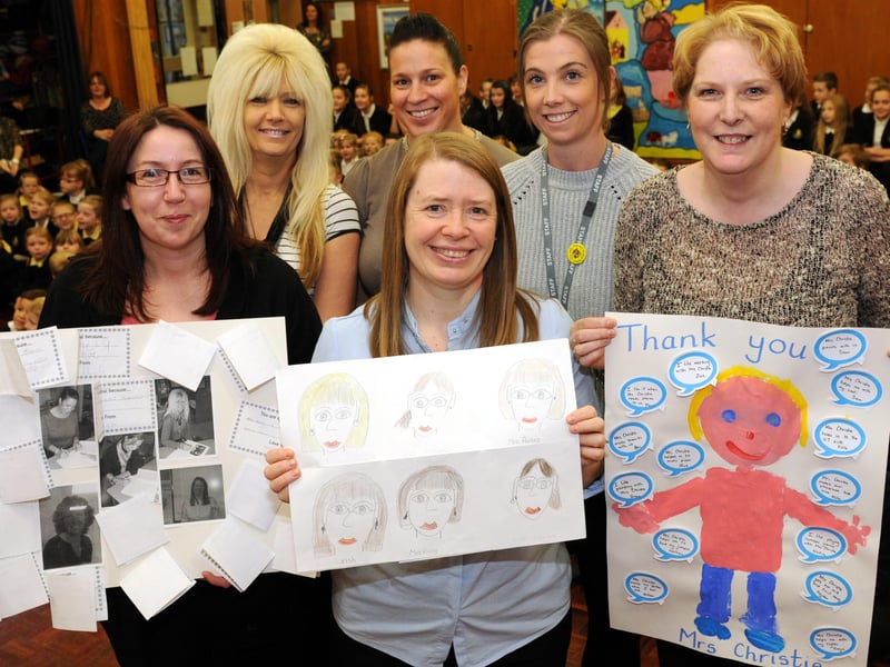 Lisa Welsh, Karen Richardson, Natalie Kiely, Moyra Riley, Su Arthur and Jane Parkes loved the thank you posters which were made by pupils to celebrate National Teaching Assistants Day in 2013.