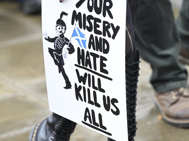 Dozens of people carried placards at the counter-demonstration.