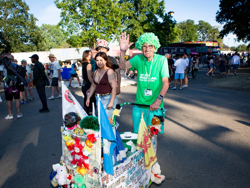 Charity fundraiser John Burkhill with his pram at Tramlines. Photo: Errol Edwards
