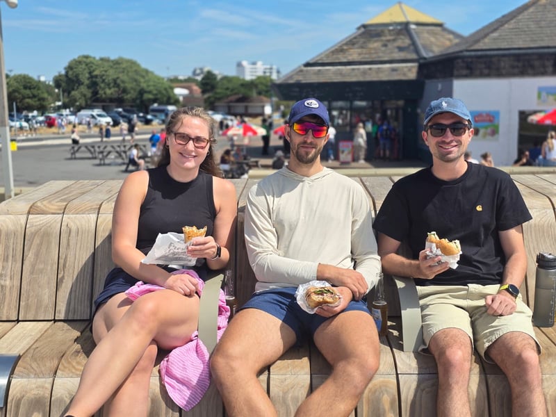 Alex Howe, Henry Bambridge and Jonny George waiting for SailGP