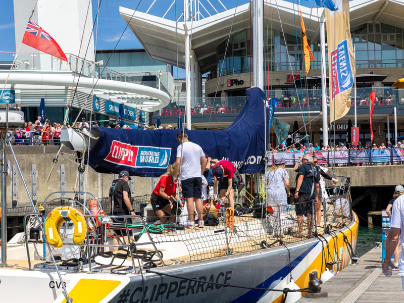 Crowds packed Gunwharf Quays in Portsmouth to watch the end of the Clipper Round The World Race.
