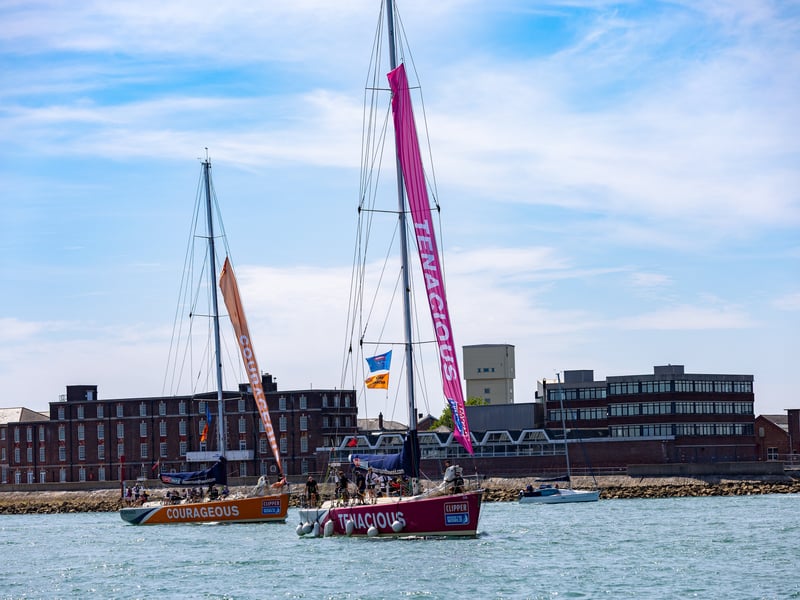 Clipper yachts returning to Portsmouth.