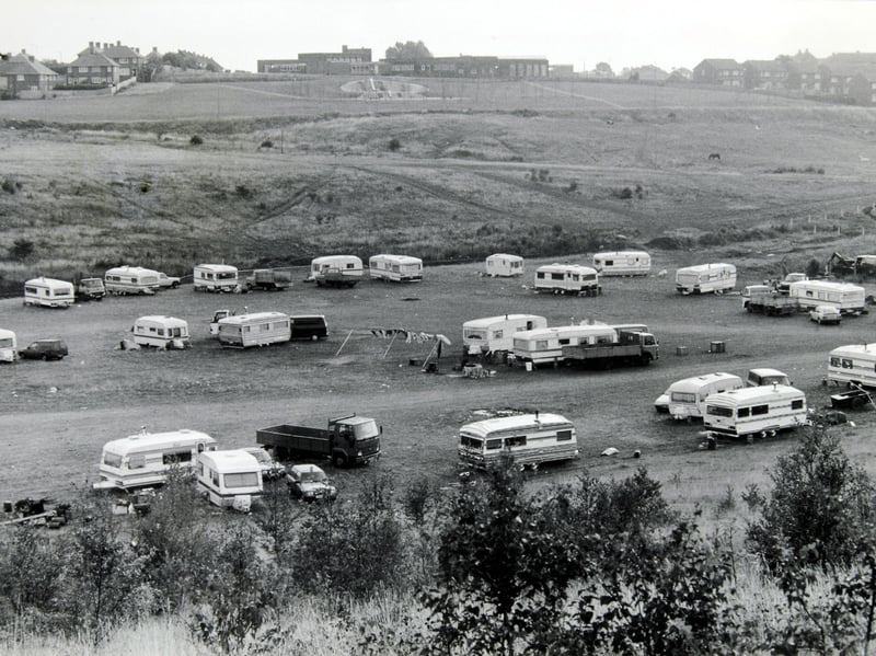 A gypsy and traveller roadside site at the Middleton Railway terminus at Middleton Park. Pictured in August 1986.
