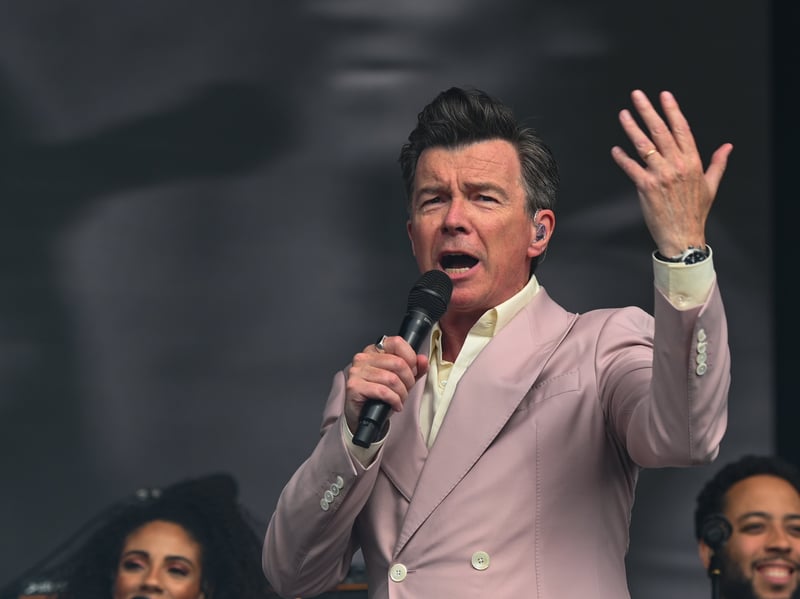 Rick Astley sings on the Main Stage at Tramlines at Tramlines 2026. Photo: S70 Media