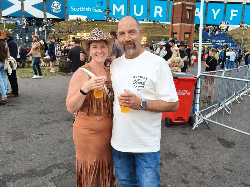 Eve McKay was getting into the spirit of things outside Murrayfield