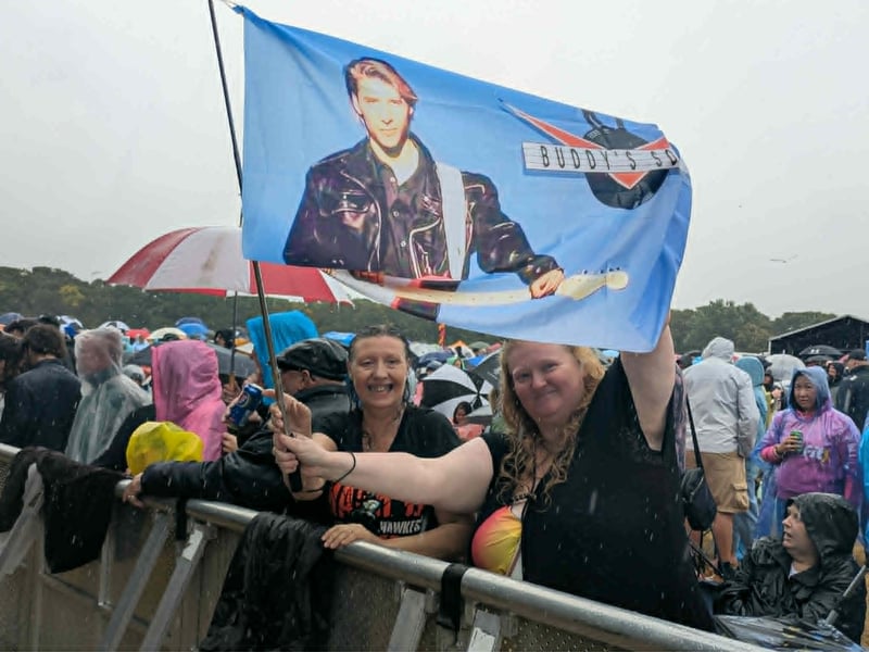 Chesney Hawkes fans braved the rain to get the best spot for the star's set.