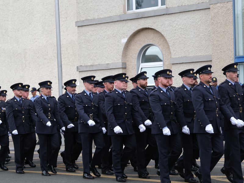 New Garda recruits starting the parade march in Templemore.