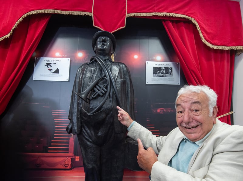 Unveiling of the Charlie Cairoli statue at the Tourist Information Centre on Bank Hey St in Blackpool