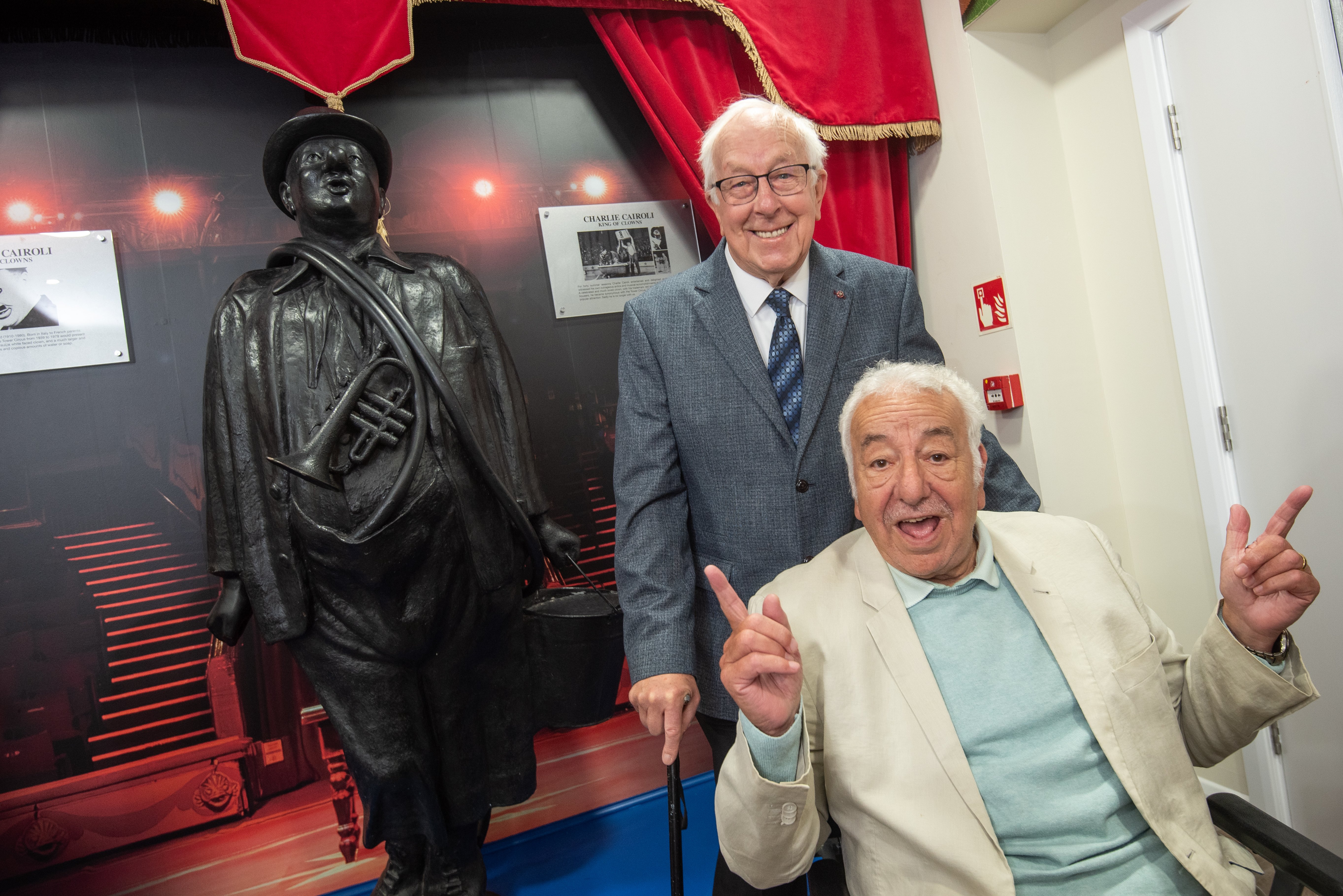 Unveiling of the Charlie Cairoli statue at the Tourist Information Centre on Bank Hey St in Blackpool