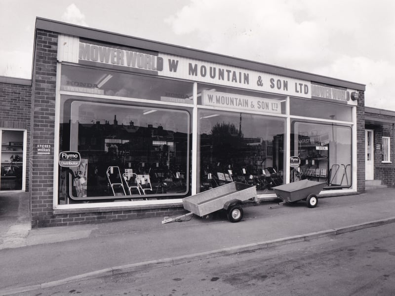 Mower World. W Mountain & Son Ltd pictured in May 1988.