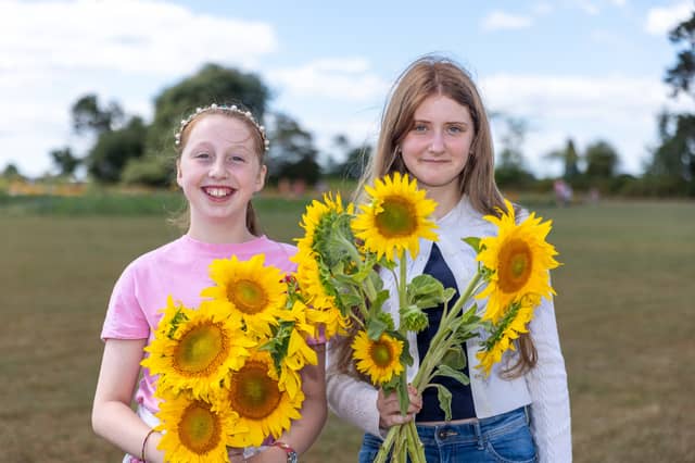 Pictured - Jasmine, 10 and Scarlett, 12 from Petersfield at Sam's Sunflowers on Hayling Island
Photos by Alex Shute