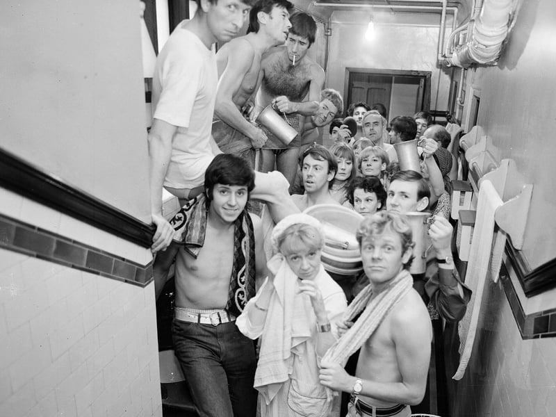 Members of the Pop Theatre Company, performing 'A Winter's Tale', backstage at the 1966 Edinburgh Festival.