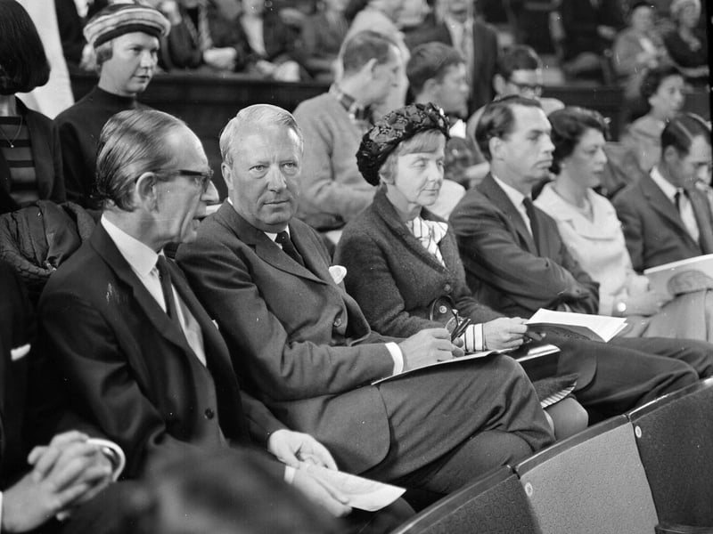 Soon-to-be Prime Minister Edward Heath with festival director Peter Diamand at the Edinburgh Festival at Leith Town Hall in 1967.