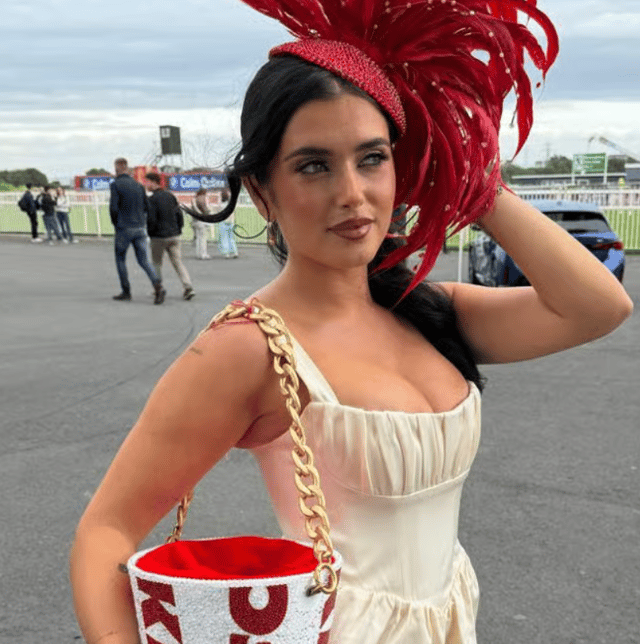 Chloe with the KFC bucket handbag