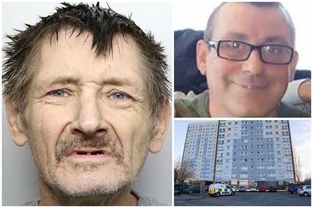Drug addict Scott Silkstone (pictured left) was found guilty by unanimous verdict of the horrific murder of his friend Dwayne Tuohey. Leeds Crown Court heard how the 51-year-old drug addict murdered his friend in his own flat before dragging him outside and dumping his bloody body near communal bins. He was remanded back into custody and will be sentenced on Monday, September 7.